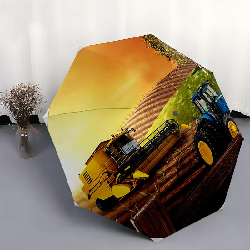 1pc Combine Harvester Tractor Themed High-quality Umbrella,Automatic Opening and Closing Umbrella,Multi-functional Umbrella G0811306
