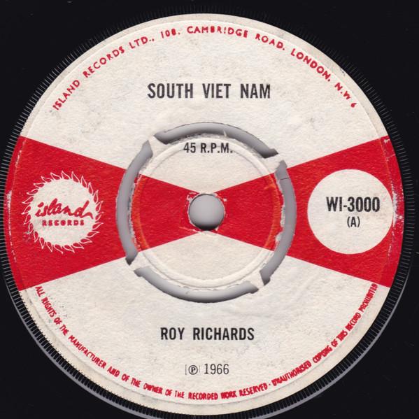 Пластинка 7 дюймов ROY RICHARDS - Южный Вьетнам WI3000 Island Records 1966 Великобритания Регги, Ска и Даб Б/у