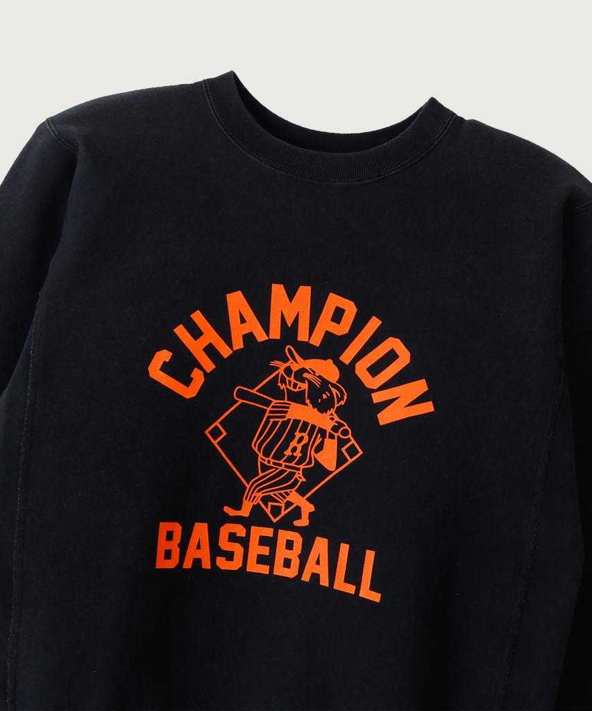 CHAMPION Reverse Weave Baseball Regular Fit Brushed Sweatshirt Off Black