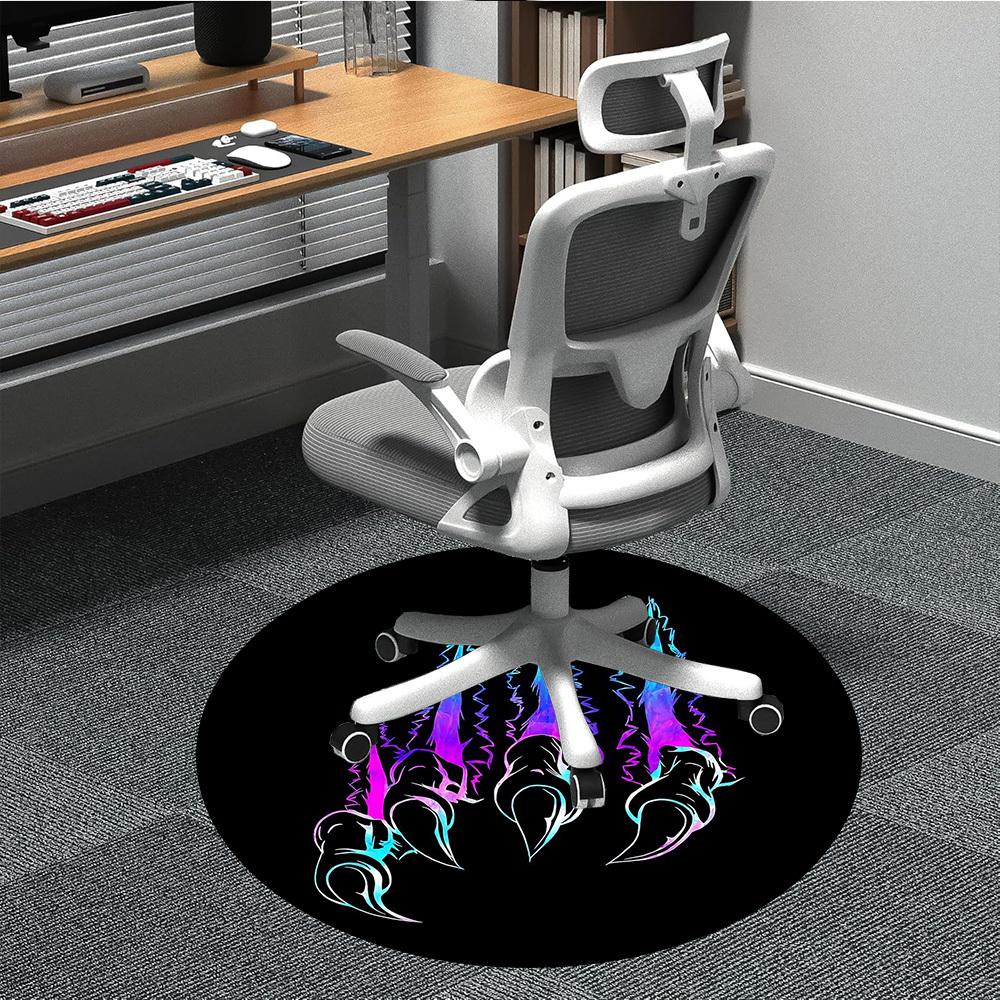 1pc Claw Marks Office Round Area Rug,  Mat Suitable For Office, Under Office Chairs Bedroom Living Room Home Decor, Room Deco