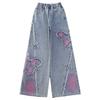 Baby Girls Jeans for Kids Baggy Cargo Pants Butterfly Trousers Wide Leg Children Clothes