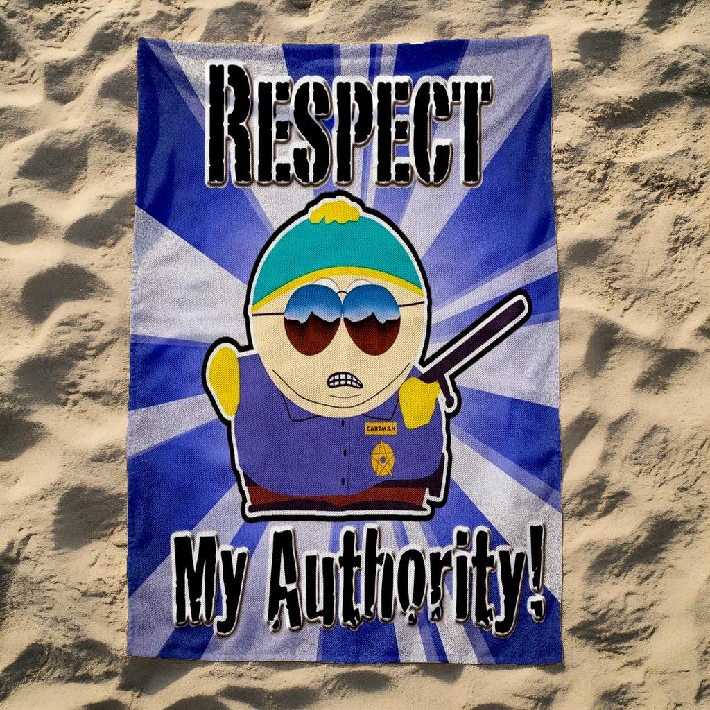 South Park Respect My Authority Soft Towel Flannel Printed Towel Quick-drying Double-sided Velvet Absorbent Bath Wash Face Towel