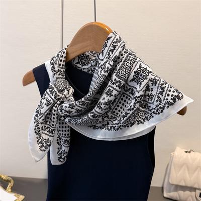 68 см Модный Корейский Стиль Шелковый Квадратный Шарф Сатиновый Принт Повязка на Голову Галстук Аксессуар для Волос Платок Универсальный Шарф-накидка Шарфы