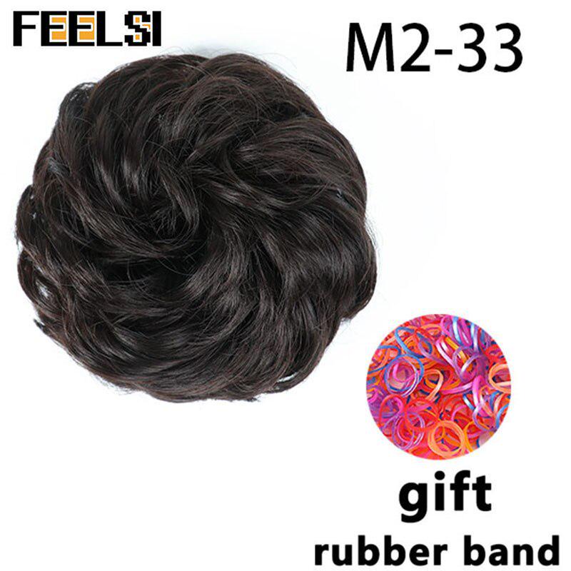 Женский вьющийся шиньон с эластичной резинкой, синтетическая резинка для волос, небрежный пучок, шиньоны