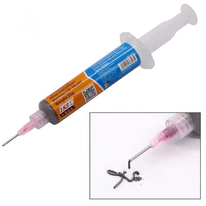 Zmart Solder Paste Flux Syringe Type SMD Sn63 Pb37 10cc Cream Solder XG-Z40 / 25-45um