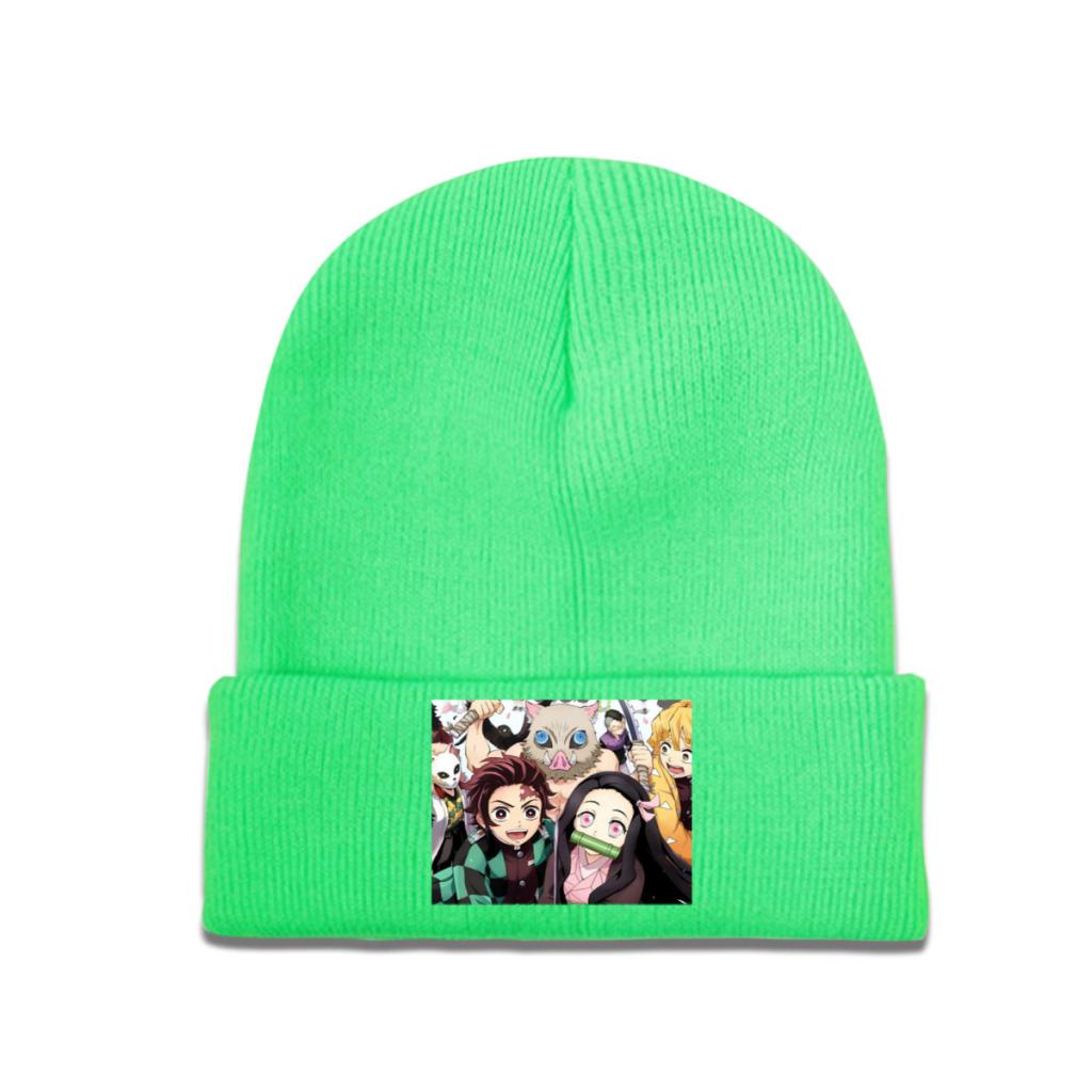 Kimetsu No Yaiba Demon Slayer Knit Hat Beanies Autumn Winter Hat Warm Unisex Hip Hop Manga Japan Samurai Cap Unisex Women Gifts