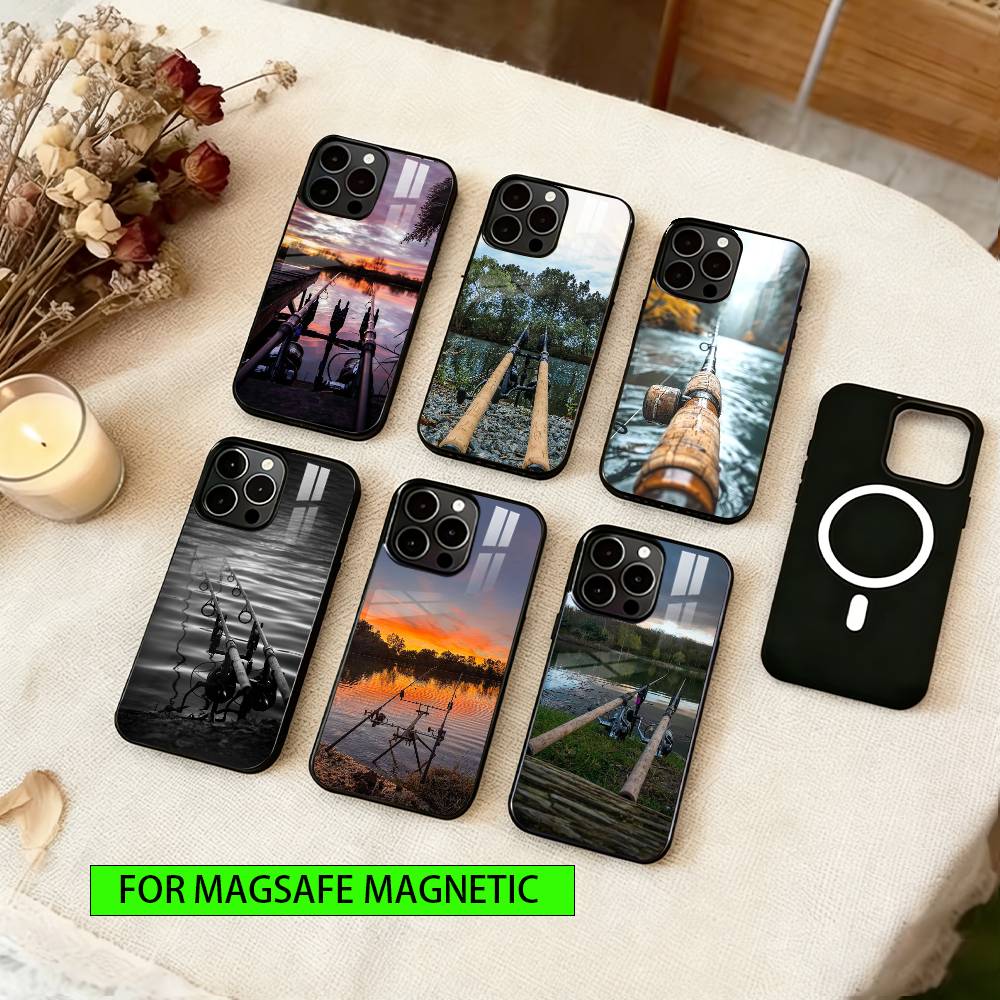 Fishing rod Phone Case For iPhone17,16,15,14,13,12,11 Plus,Pro Magnetic For Magsafe Wireless Charging