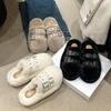 Fashion 2025 Women Furry Belt Buckle Slippers Winter Fashion Thick Sole Flats Ladies Casual Slip On Bedroom Slides Soft Half Slippers