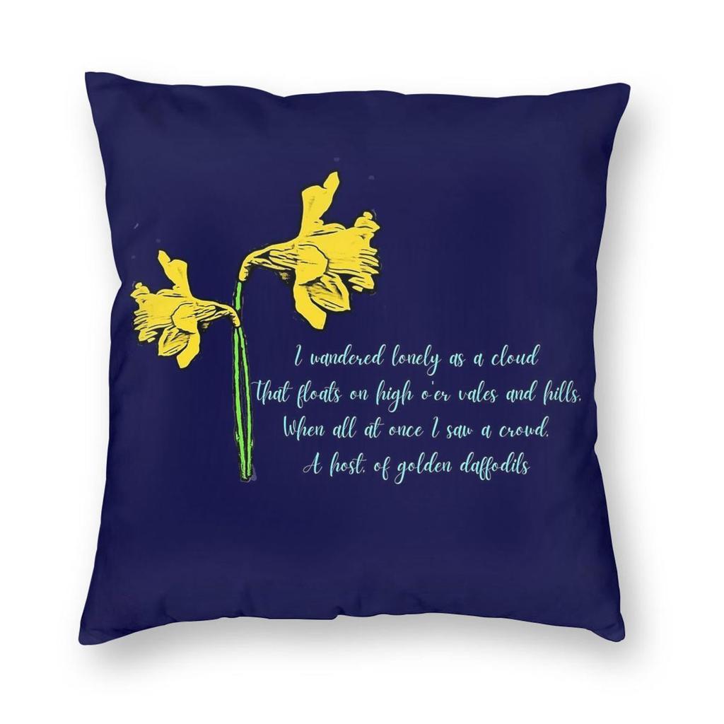 William Wordsworth Daffodils Square Pillowcase Polyester Linen Velvet Creative Zip Decor Pillow Case Home Cushion Cover