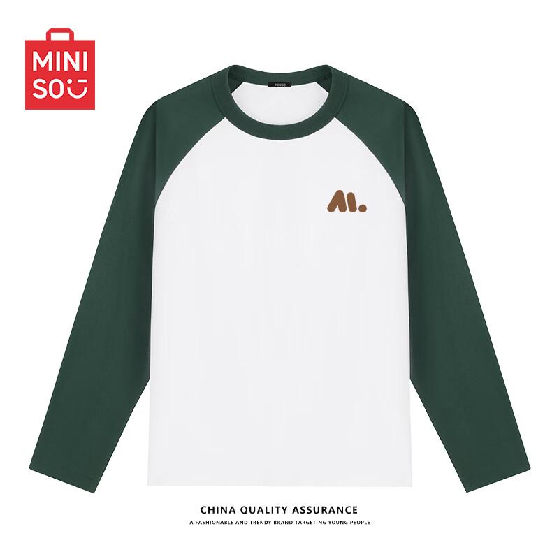 MINISO Men's American Style Raglan Color Block Long Sleeve T-Shirt