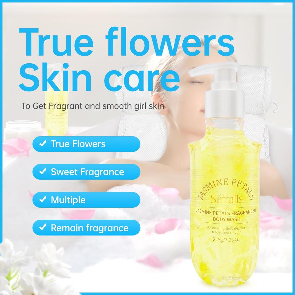 Гель для душа с ароматом лепестков жасмина Séfralls 225 г Глубоко увлажняет и питает, эффективно очищает и удаляет грязь