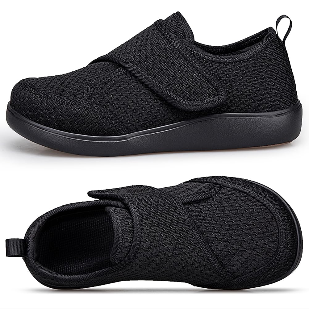 Eagsouni Women's Velcro Care Shoes for Seniors, Elderly Rehabilitation Sneakers, High Instep and Wide Width, Ultra Lightweight, Non-Slip, Easy to Wear