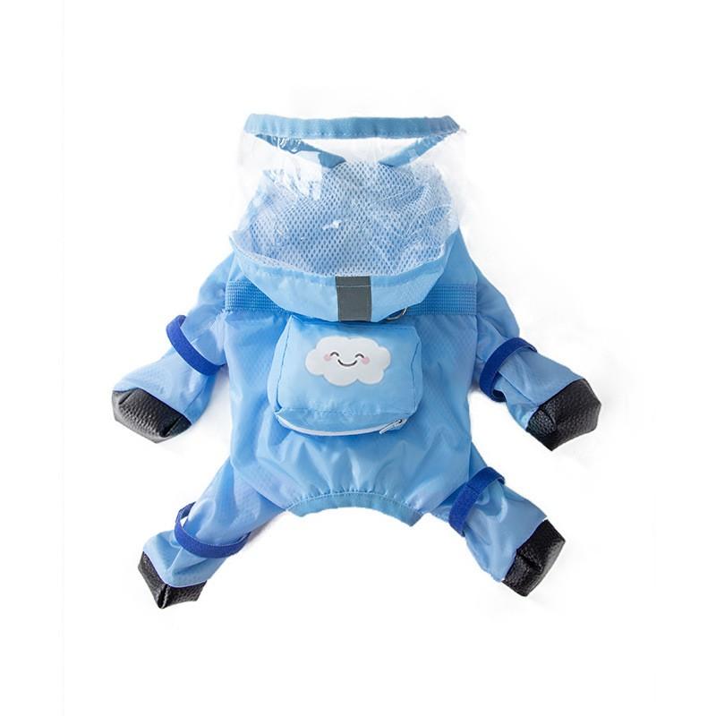 Waterproof Full-Body Raincoat With Leg Coverage Leash Hole Small Dogs Like Bichon Teddy