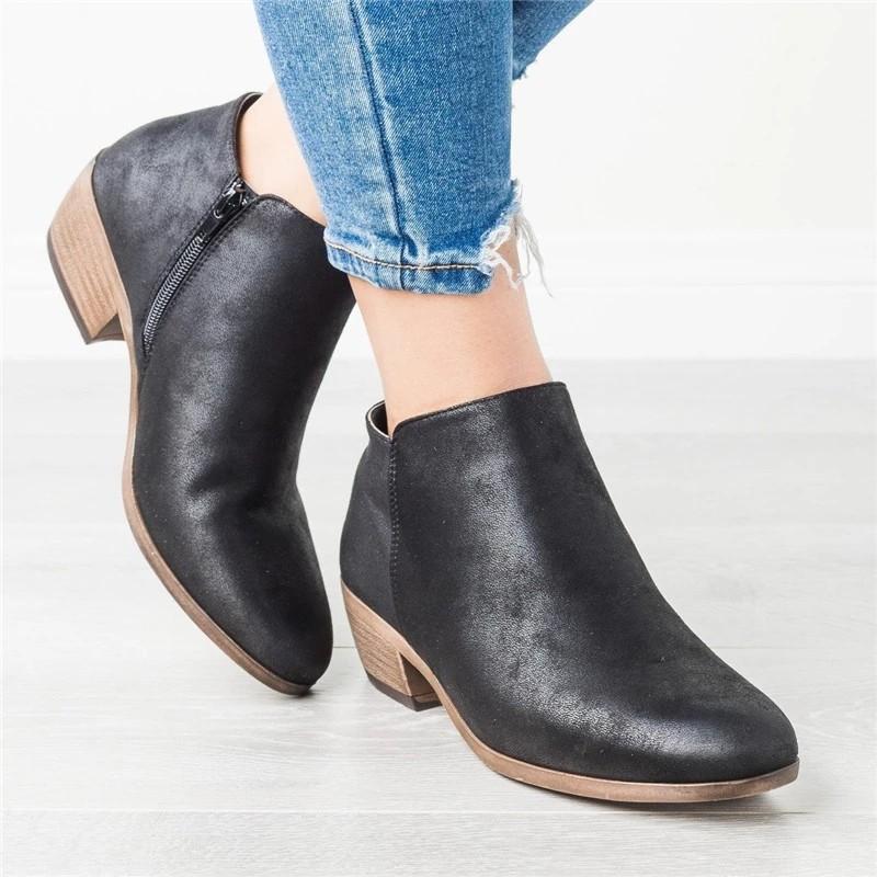 Fashion Pointed Toe Casual Ladies Fashion New Autumn Ankle Women Boots Heel Slip On Women Female Heels Single Shoes 2024