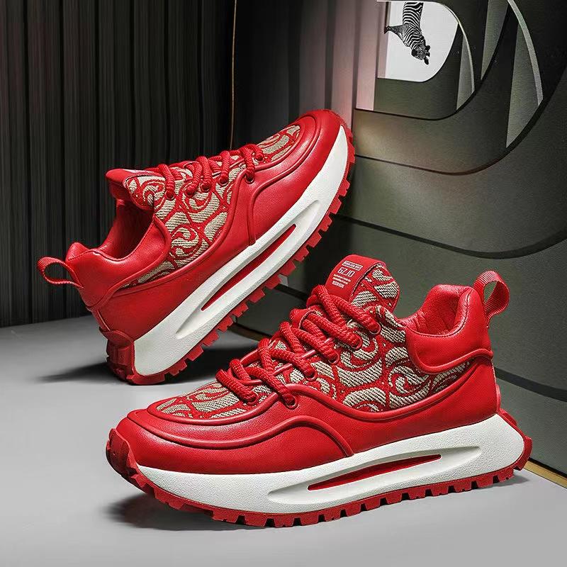 Модные кожаные повседневные туфли на плоской платформе с увеличенным размером, мужские спортивные туфли на шнуровке, массивные кроссовки, высококачественная модная мужская дизайнерская обувь