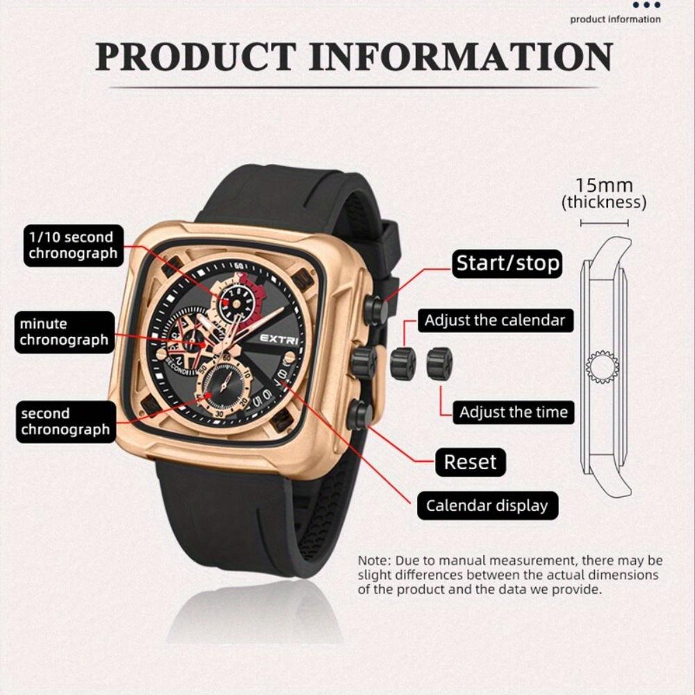 Роскошные модные мужские спортивные часы мужские квадратные силиконовые кварцевые наручные часы мужские деловые хронограф календарь водонепроницаемые часы