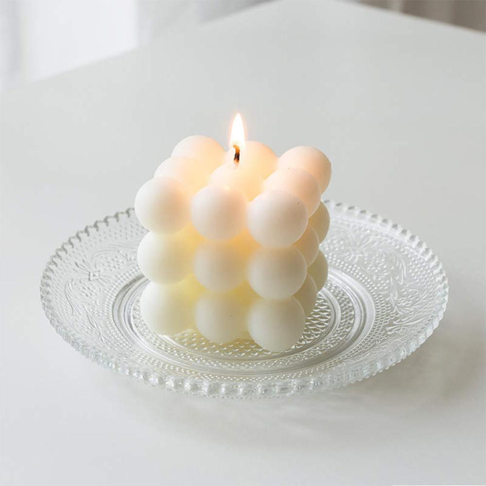 Белая пузырьковая свеча с ароматом хлопка