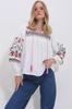 Women's Blouse New Season Fashion White Robe and Sleeve Embroidered Blouse