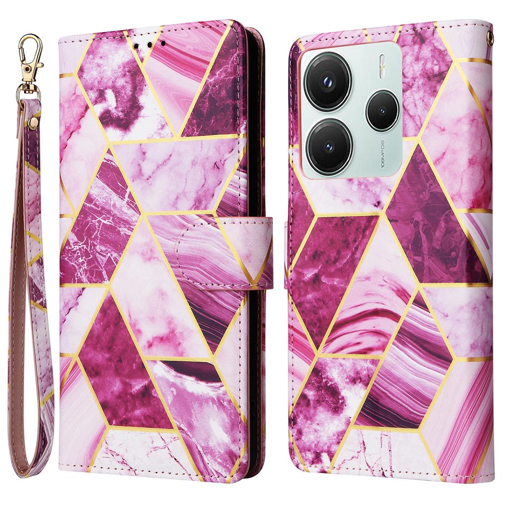 Для Xiaomi Poco M7 Pro 5G/Redmi Note 14 5G Чехол Кожаный чехол для телефона с лакированным мраморным узором