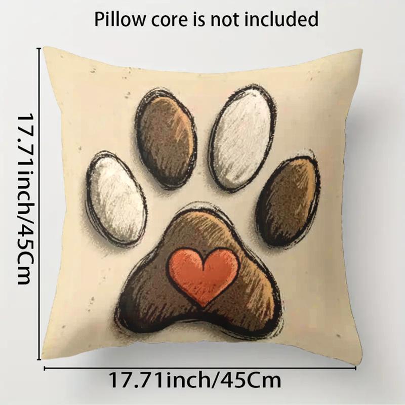 Set of 4 Adorable Throw Pillows Featuring Paw Prints, Designed in a Heart Shape, Ideal for Living Spaces And Pet Areas to Create a Warm Ambiance. Made