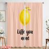 2pcs 2D Flat Printing Curtains Lemon Life Love You Polyester Without Electricity Family Party Perfect for Holiday Party General