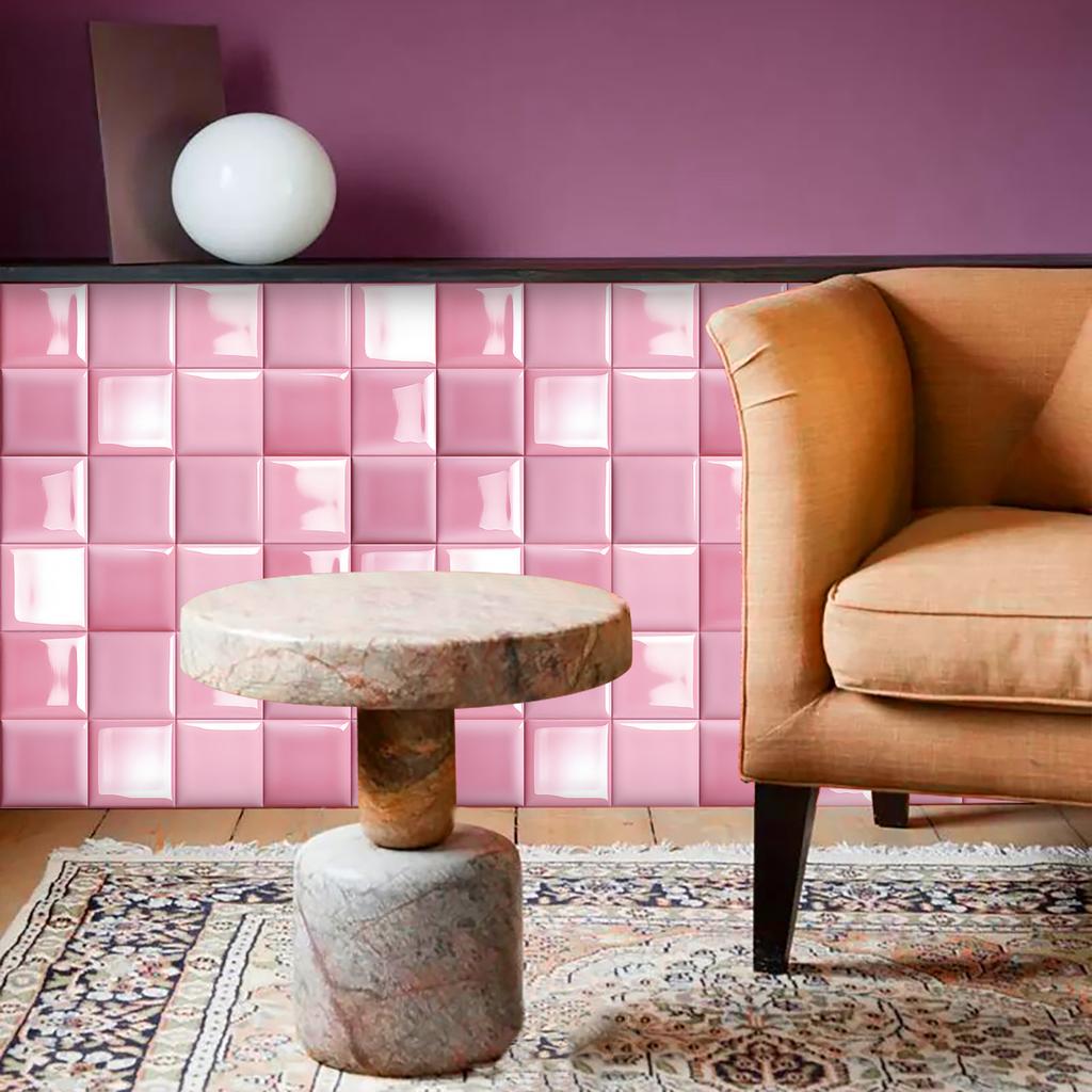 10 шт. Роскошные розовые наклейки на стену под кирпич, Имитация кирпича, Украшение для спальни, Водонепроницаемые самоклеящиеся обои для плитки, Декор для кухонного шкафа