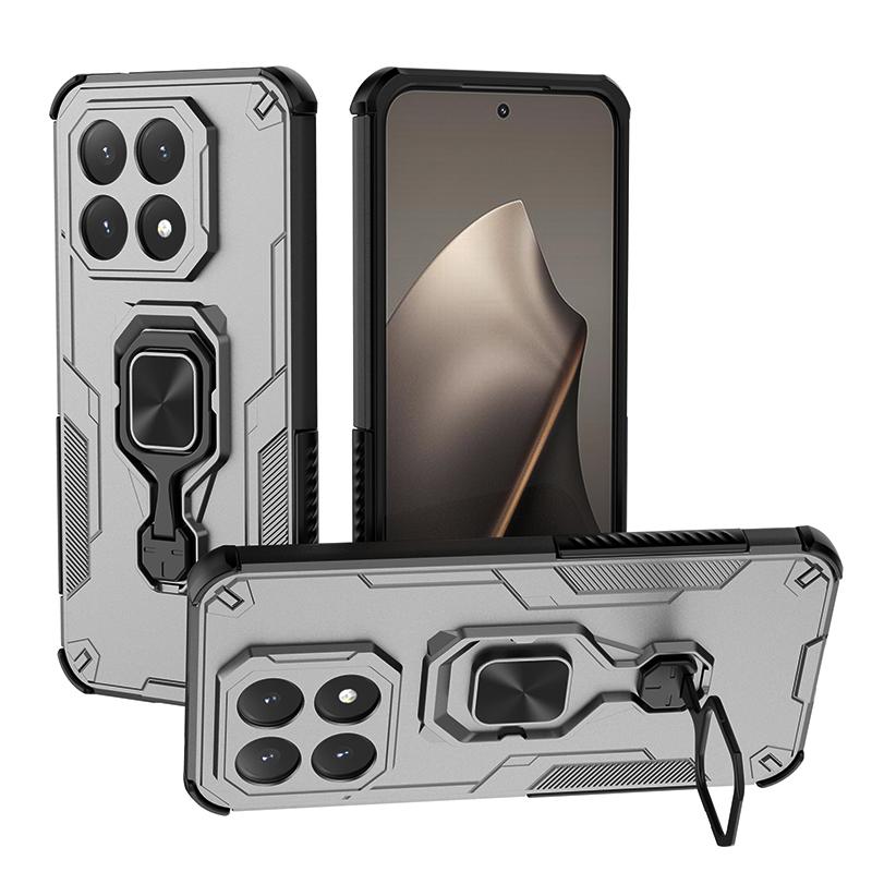 KEYSION Противоударный бронированный чехол для Xiaomi 15T Pro Силикон+ПК Вертикальная металлическая подставка-кольцо для телефона для Xiaomi 15T 15T Pro 5G