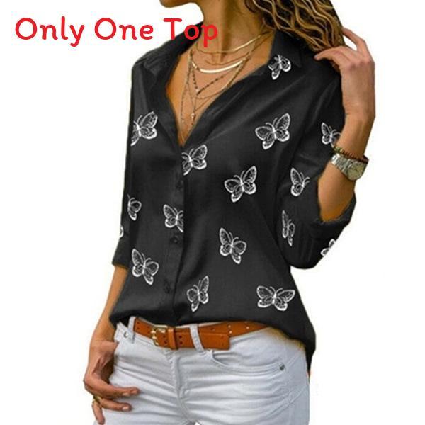 Cotton Butterfly Print Shirt With Spliced Design For Office Wear