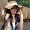Кружевная соломенная шляпа женская летняя с бантом с широкими полями солнцезащитная шляпа для пляжа летнего отдыха