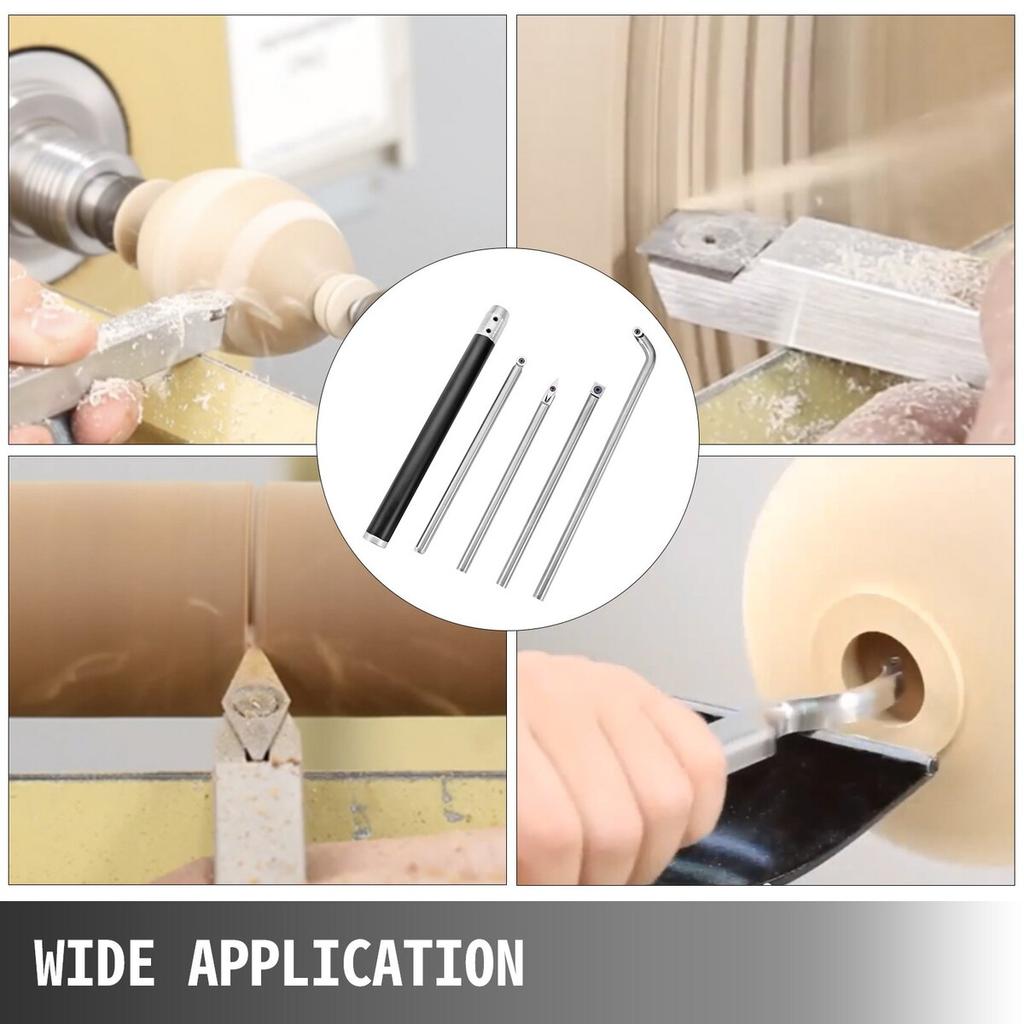 Wood Turning Tools for Lathe 4 PCS Set, Carbide Lathe Tools with Diamond Shape, Round, Square Cutters Replaceable Turning Lathe Chisels with a Grip