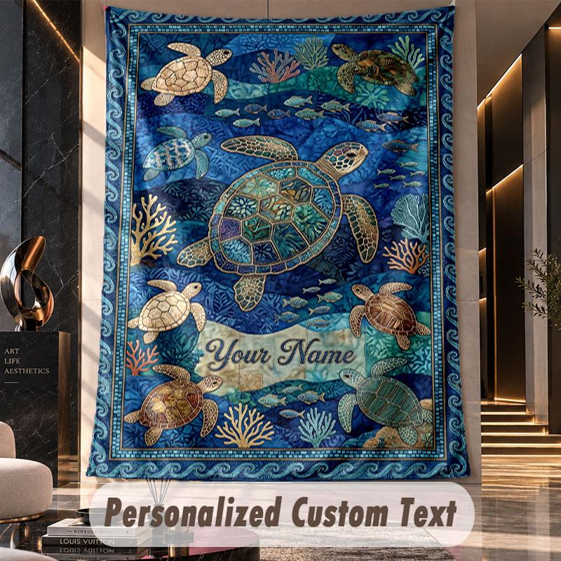 Ocean Mermaid (144) Theme Custom Tapestry Personalized Custom Name Text Wall Hanging Tapestry Home Decor Background Cloth