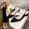 2025 Fashion New Style Studded Pointed Toe Flats Leather Open Toe Sandals Women's Sandals Women's Flats  Shoes