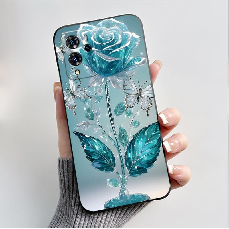Чехол для ZTE V40 Pro 9046 Черный Желе Мягкий Силикон ТПУ Узор Бабочки Цветы Защитный Чехол для Телефона Для ZTE Blade V40 Pro Задняя Крышка