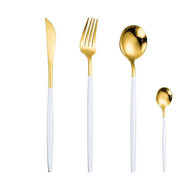 4 шт. Набор столовых приборов из нержавеющей стали, золотистого цвета, черная роскошная столовая посуда, столовые приборы, кухонные вилки, ложки, ножи
