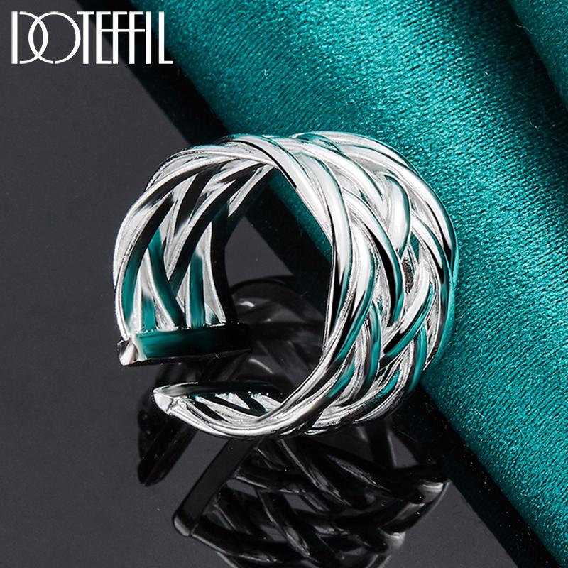 925 Sterling Silver Open Weave Ring Fashion Wedding Jewelry