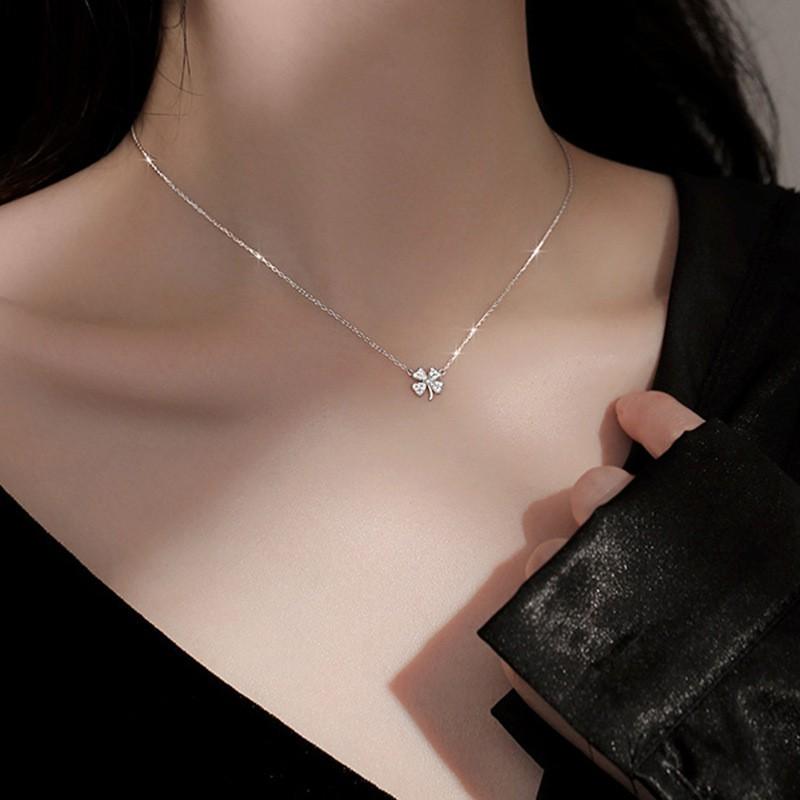 Minimalist Korean Style Clover Pendant Necklace Women Zinc Alloy Dainty Chain Jewelry Gift