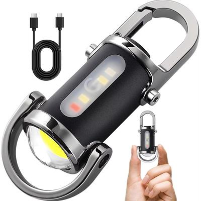 Мини-фонарики-брелоки с красным и синим светом, портативные, с USB-зарядкой, рабочий свет, сверхъяркий, кемпинговый фонарь, для улицы