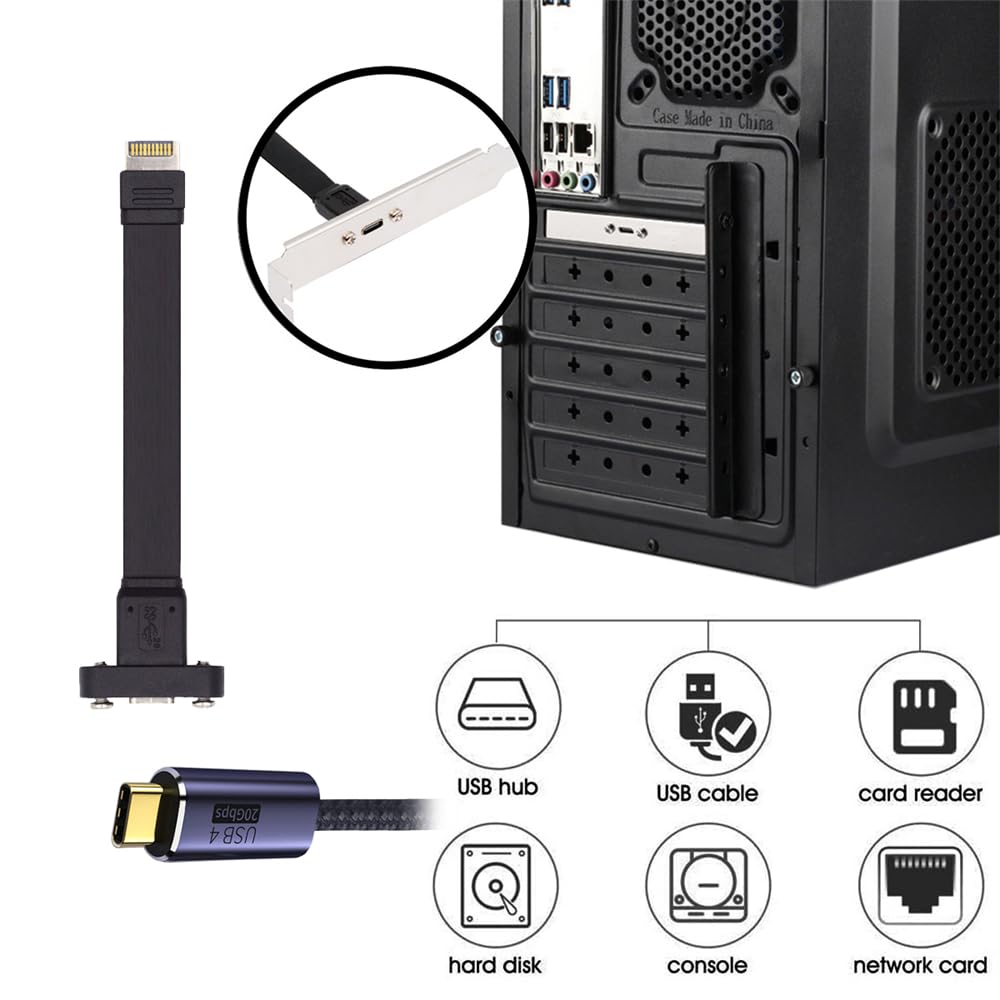 Кабельcc 20 Гбит/с USB разъем передней панели IDC - гнездо удлинительный кабель с винтами для крепления на панели 3.2 20-контактный Type-E USB-C Type-C