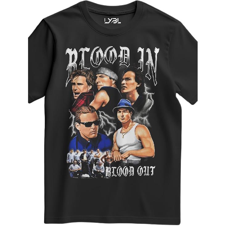 Футболка Vatos Locos Blood in Blood Out BIBO Chicano - Иконический принт Микло La Onda Gallo, Круглый вырез, Повседневная уличная одежда, Подходит для круглогодичного ношения,