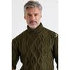 Men's Hair Knitted Diamond Patterned Full Turtleneck Ribbed Thick Knitwear Sweater