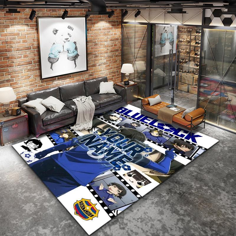 Blue Lock Soccer Custom Name Carpet Rug For Living Room Bedroom Home Sofa Decoration Kids Play Nonslip Floor Mat