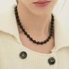 Aora BLACK BEADS RIBBON NECKLACE #0029