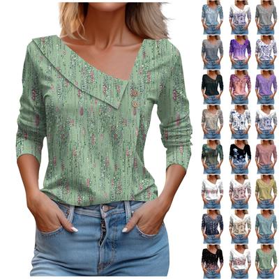 Женский повседневный модный пуловер с длинными рукавами и пуговицами с отворотом и V-образным вырезом