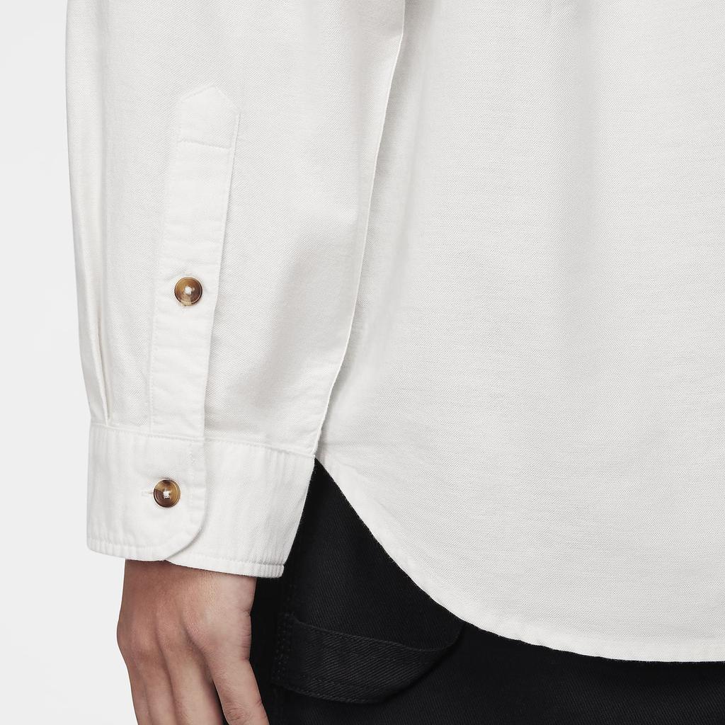 Nike Однотонная повседневная рубашка с квадратным воротником и длинным рукавом, мужские рубашки белого цвета FN3126-121