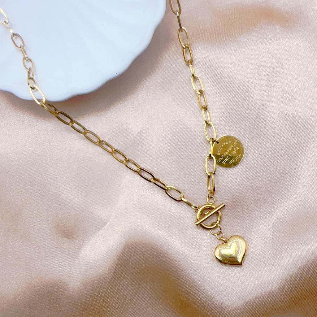 Европейское и американское титановое стальное толстое цепное колье-чокер с подвеской в виде сердца для женщин