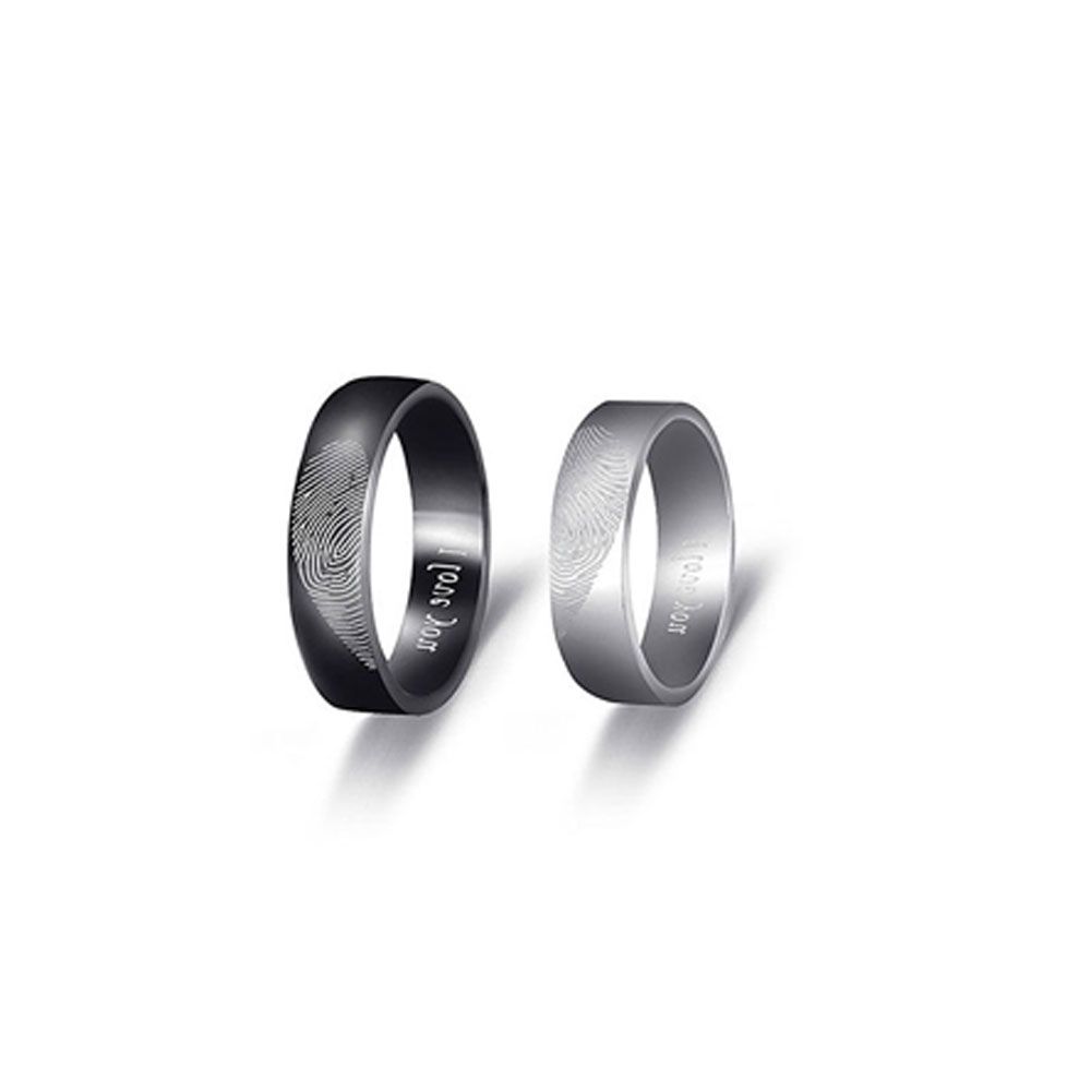 1 пара новых свадебных колец с отпечатками пальцев в виде сердца на День святого Валентина из нержавеющей стали