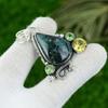 Natural Solar Moss Agate Gemstone Pendant 925 Sterling Silver Jewelry For Women