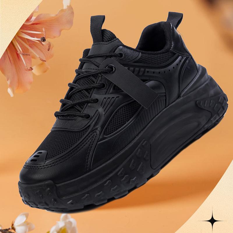 Новые женские туфли на толстой подошве, модные трендовые туфли для пап, повседневная обувь с дышащей сетчатой поверхностью, новые маленькие белые туфли с подошвой Muffin Sole, увеличивающие рост