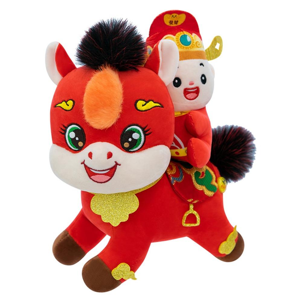 Cute Horse Stuffed Animal PP Cotton Filling Zodiac Doll Gift Plush Mascot Toys Chinese New Year