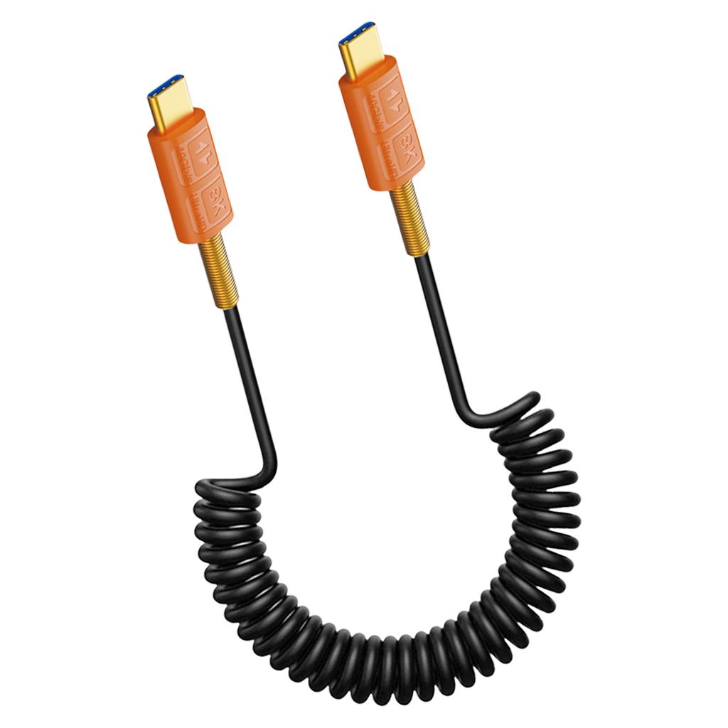 USB4 Type C Спиральный Кабель 240 Вт Поддержка Power Delivery Скорость Передачи Данных 40 Гбит/с Разрешение 8K 60 Гц